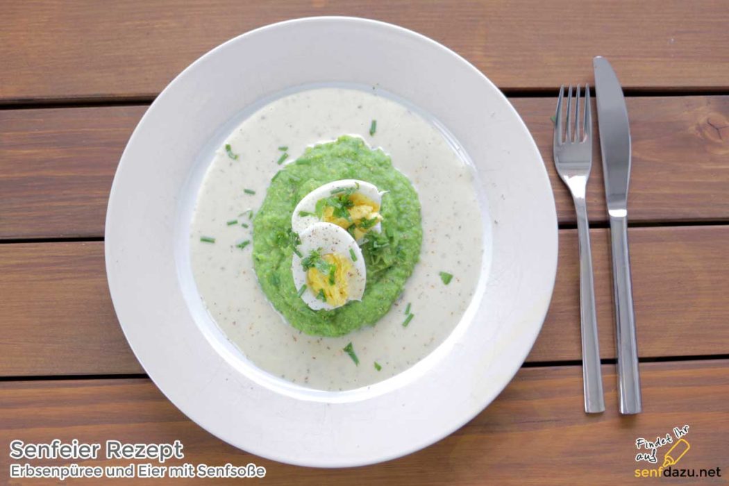 Senfeier Rezept – Erbsenpüree und Eier in Senfsauce