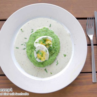 Senfeier Rezept - Erbsenpüree und Eier in Senfsauce