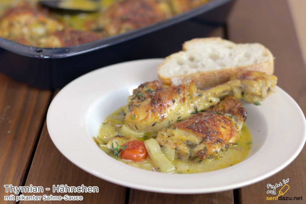 Thymian Hähnchen mit Sahne Sauce Rezept