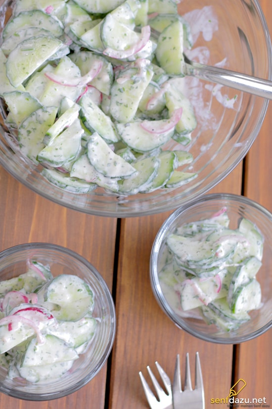 Schneller Gurkensalat mit Joghurt - senfdazu.net