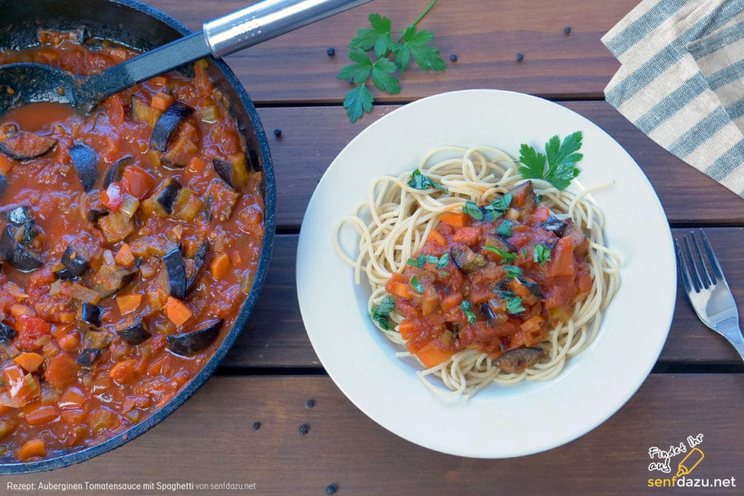 Auberginen Tomatensauce mit Spaghetti
