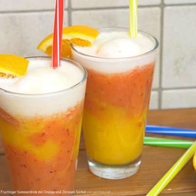 Sommerfrische Drink - Fruchtiges Sommergetränk mit Orange und Zitronen Sorbet